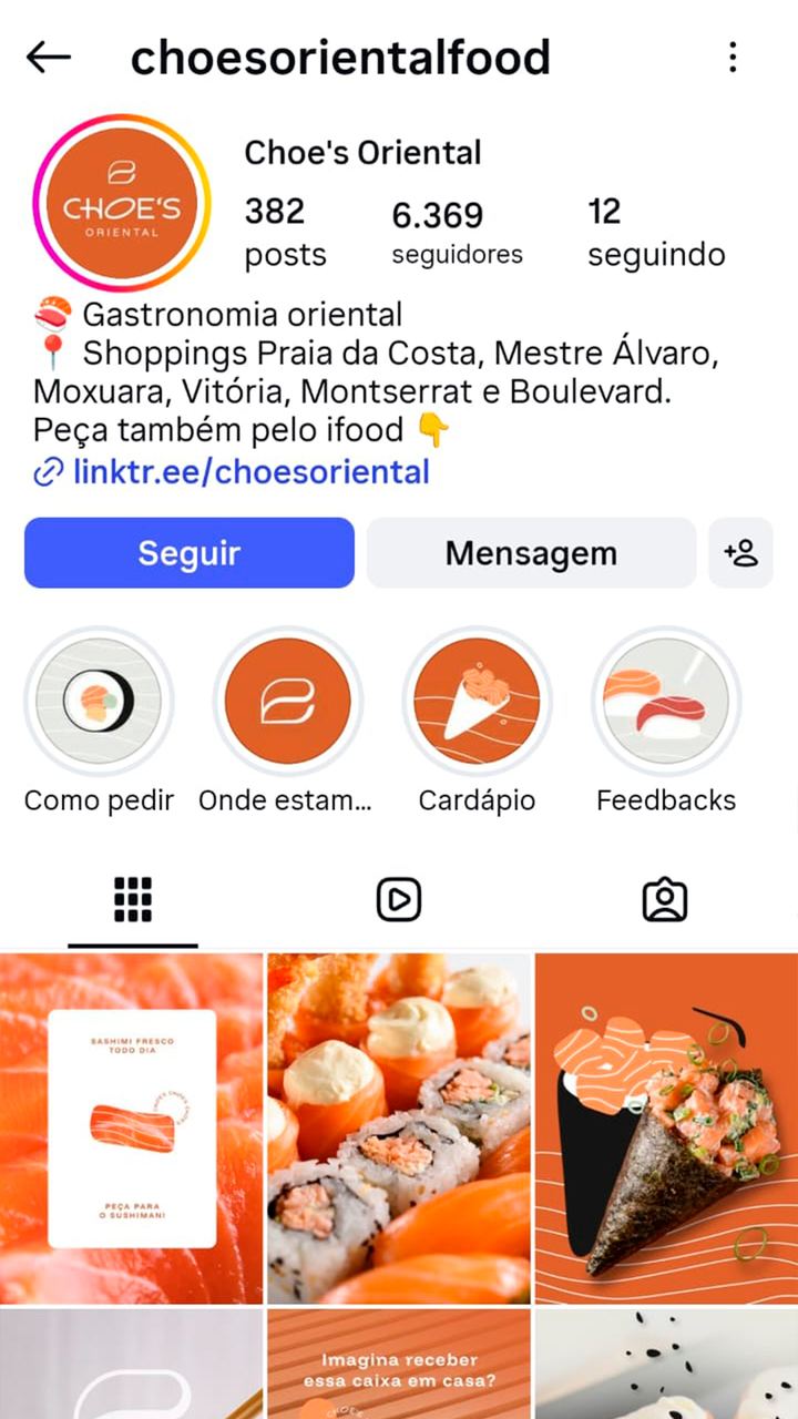 Perfil do Instagram Choe's Oriental