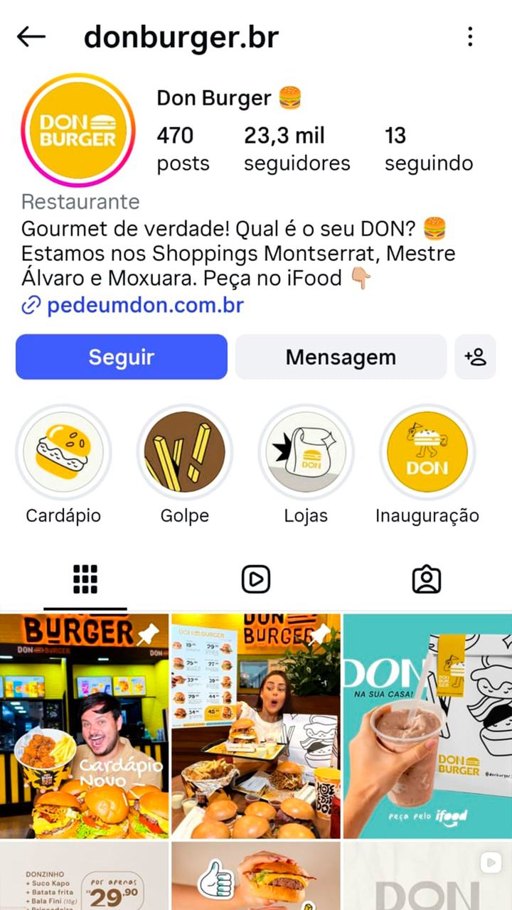 Perfil do Instagram Don Burger